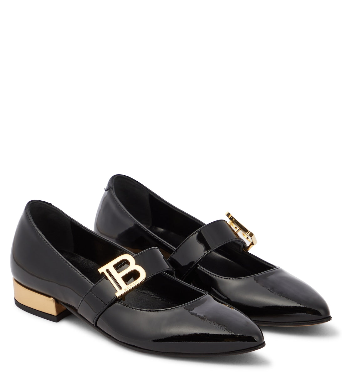 Balmain patent leather ballet flats, black