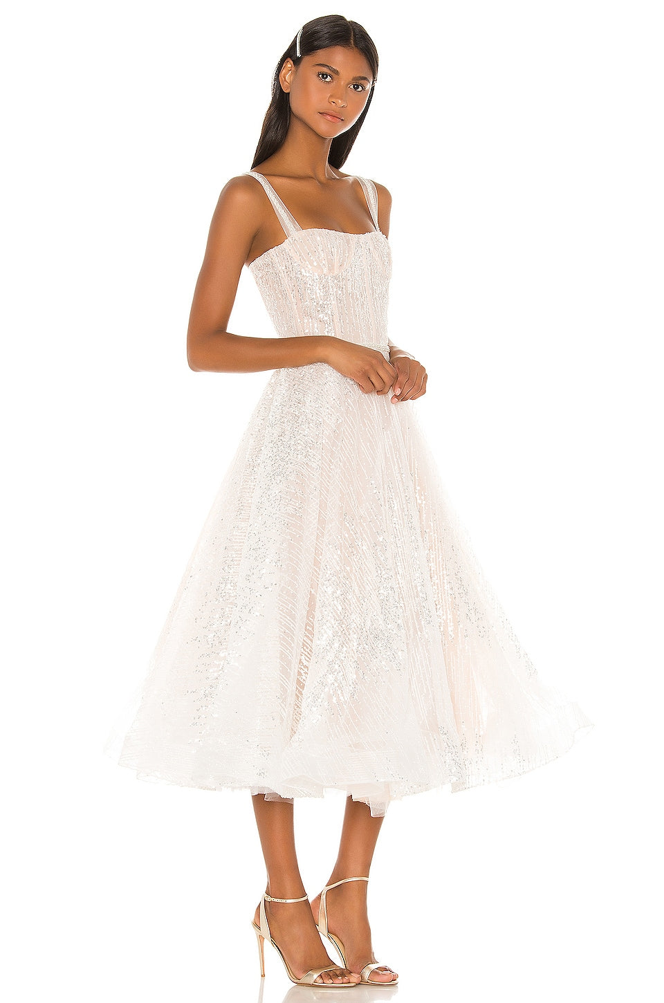 Bronx and Banco Bridal midi dress, white