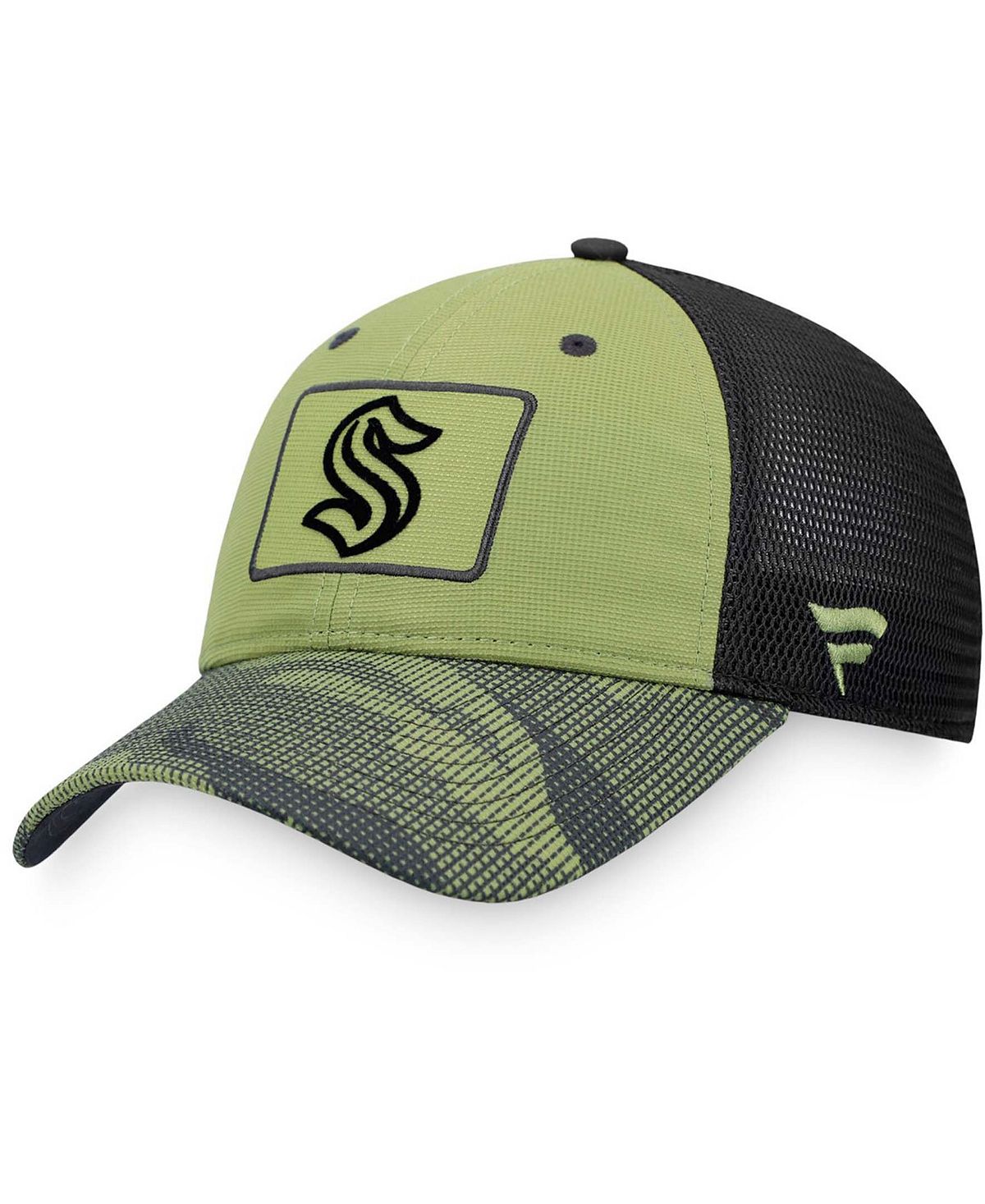 Seattle Kraken Men's Camouflage and Black Snapback Cap Military Appreciation Snapback Fanatics