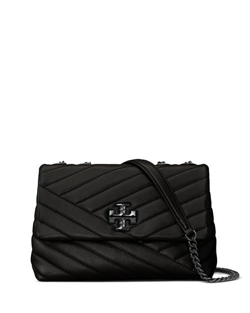 Kira Chevron Tory Burch Small Leather Crossbody Bag, Black