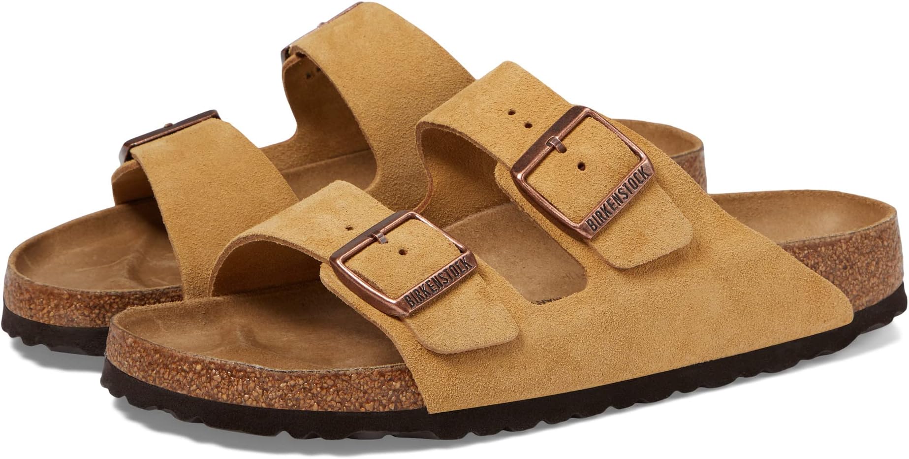 Arizona Flat Sandals - Suede (Unisex) Birkenstock, Latte Cream