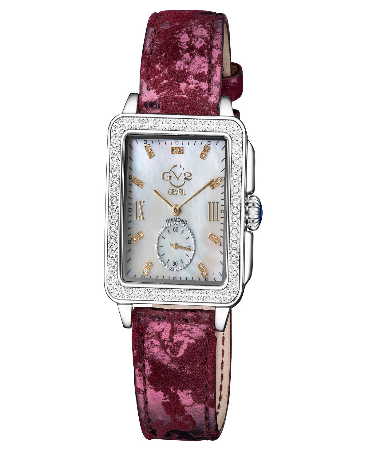 Women's watches Bari Tortoise, Swiss quartz, Italian with red leather strap, 34 mm Gevril