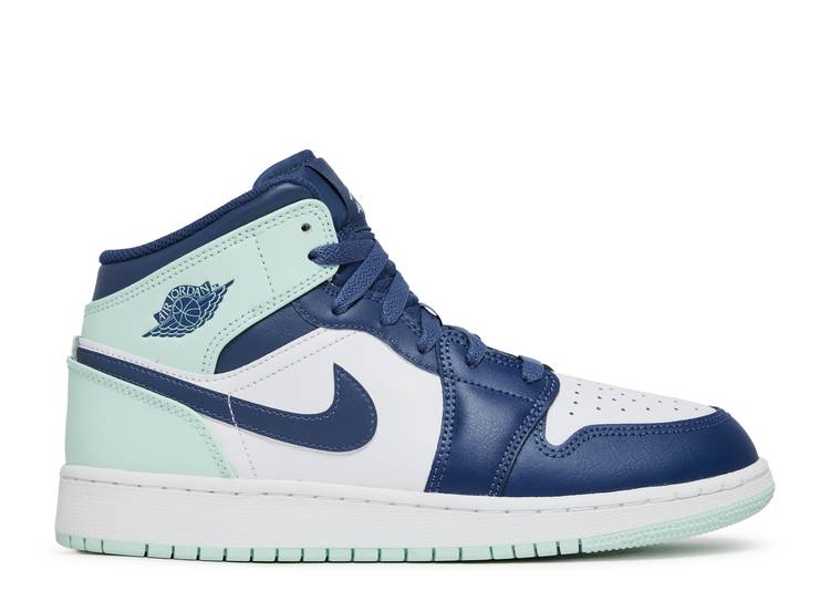 حذاء رياضي AIR JORDAN 1 MID GS 'BLUE MINT'، لون أزرق مائي