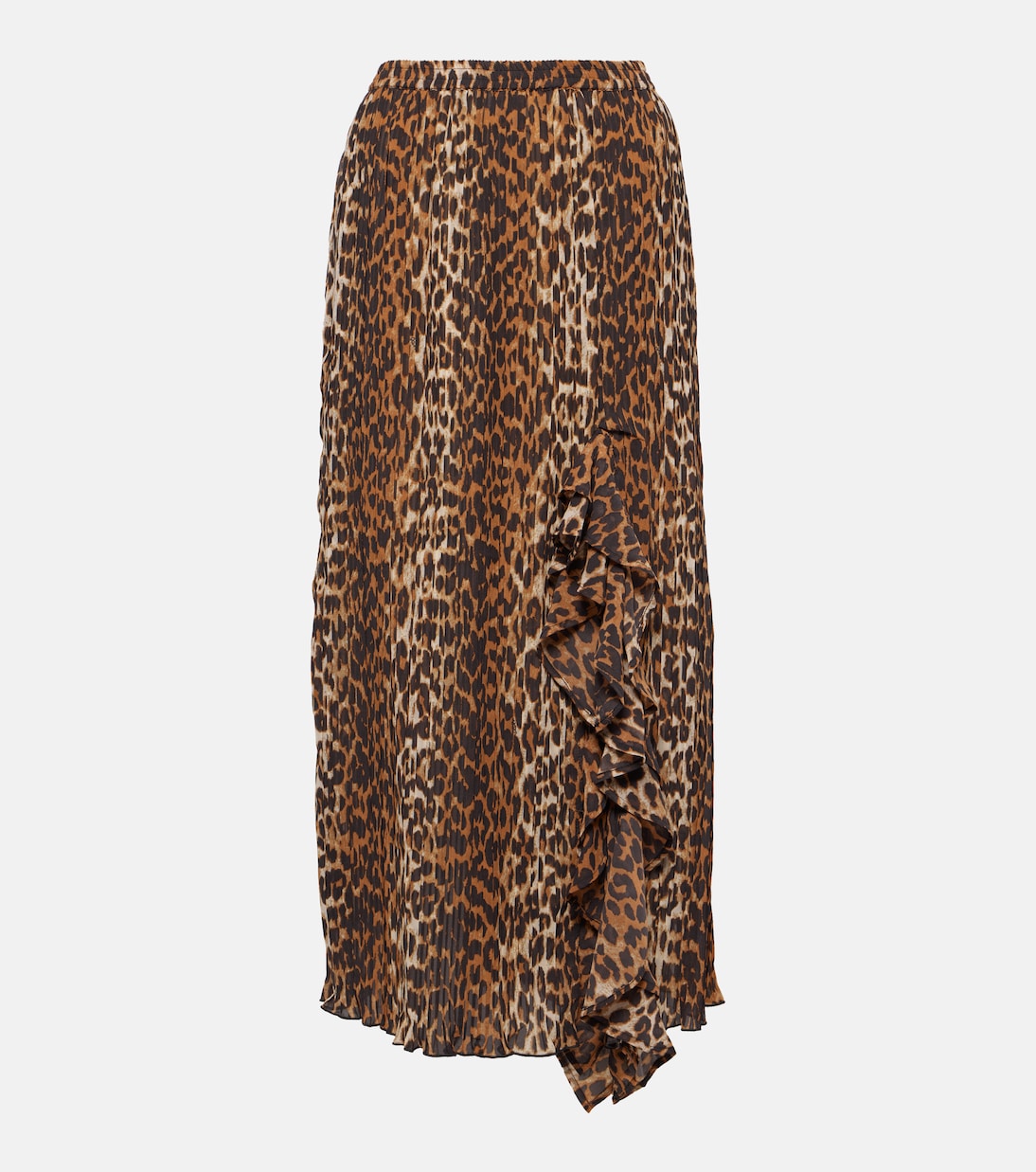 Ganni leopard print georgette midi skirt, multicolor