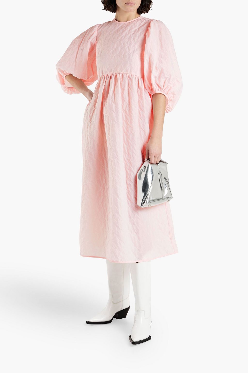 Karmen midi dress with ruched matlasse CECILIE BAHNSEN, pink