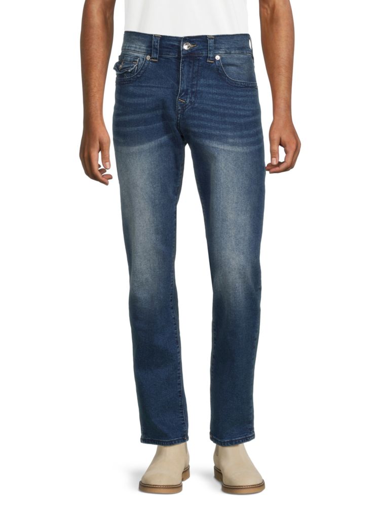 بنطلون جينز Geno True Religion بخصر عالٍ وقصة Slim Fit بلون الشفق المتوسط