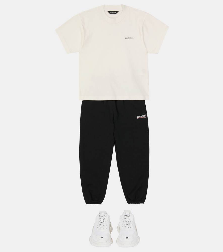 Balenciaga Kids Logo Cotton Jersey Track Pants, Black