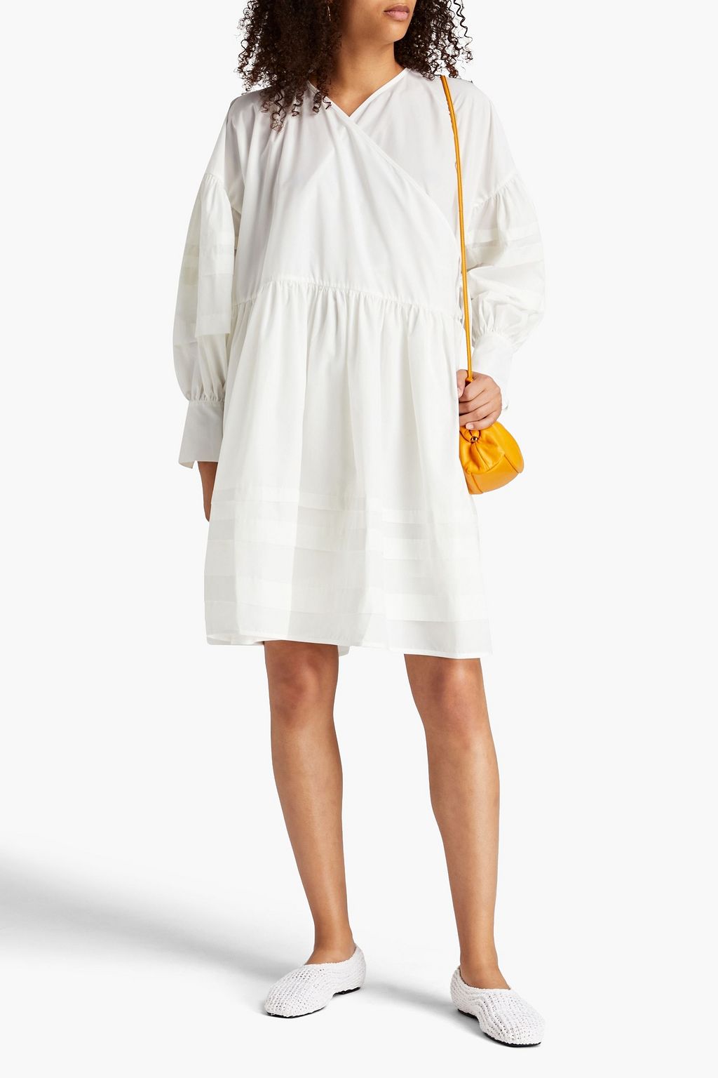 Amelie taffeta wrap dress with ruching CECILIE BAHNSEN, white