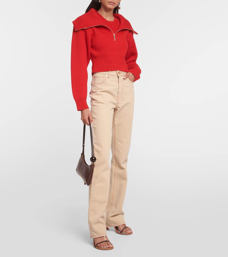 Le Maille Risoul JACQUEMUS cropped wool sweater, red