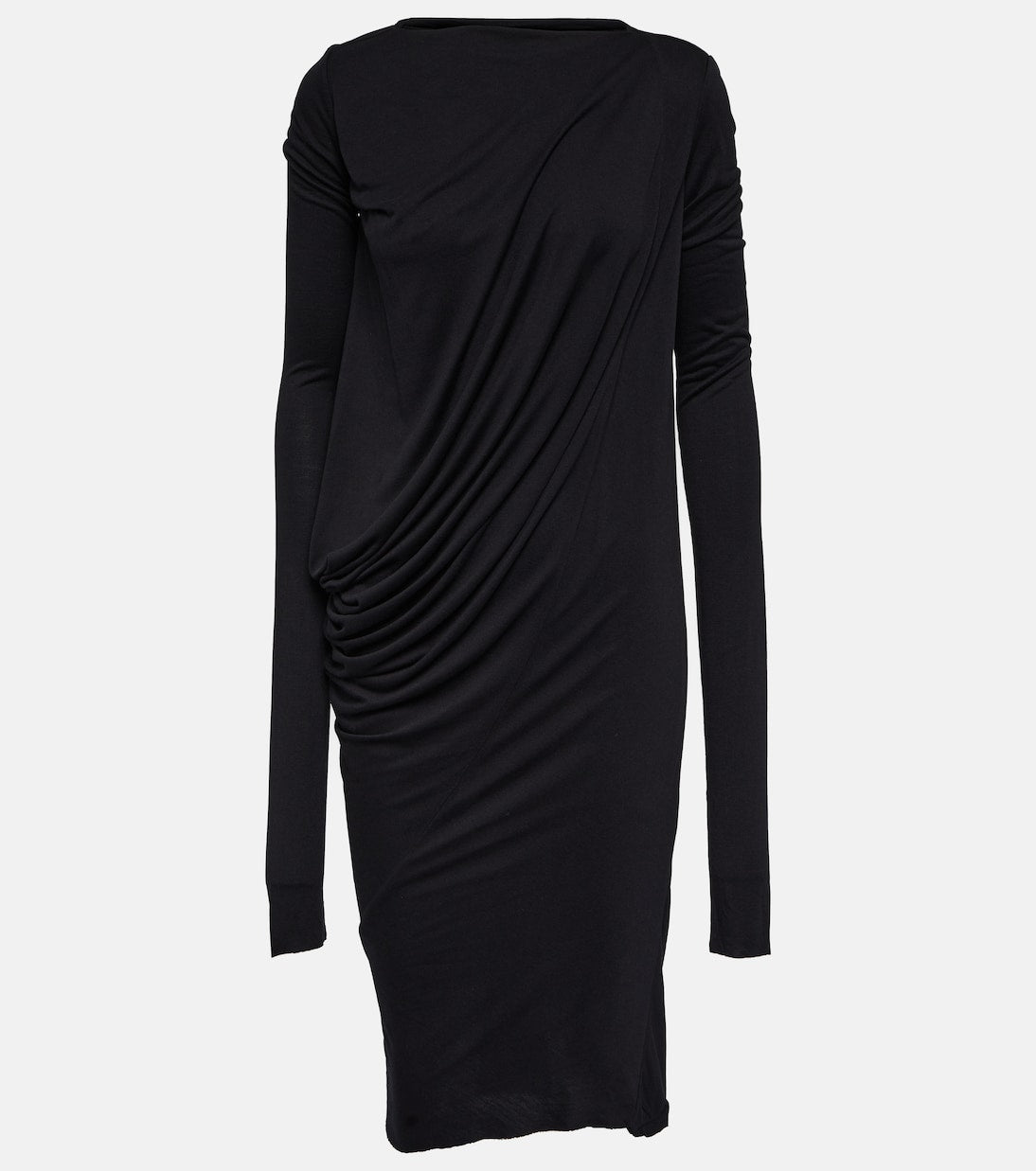 Rick Owens lilies draped jersey midi dress, black