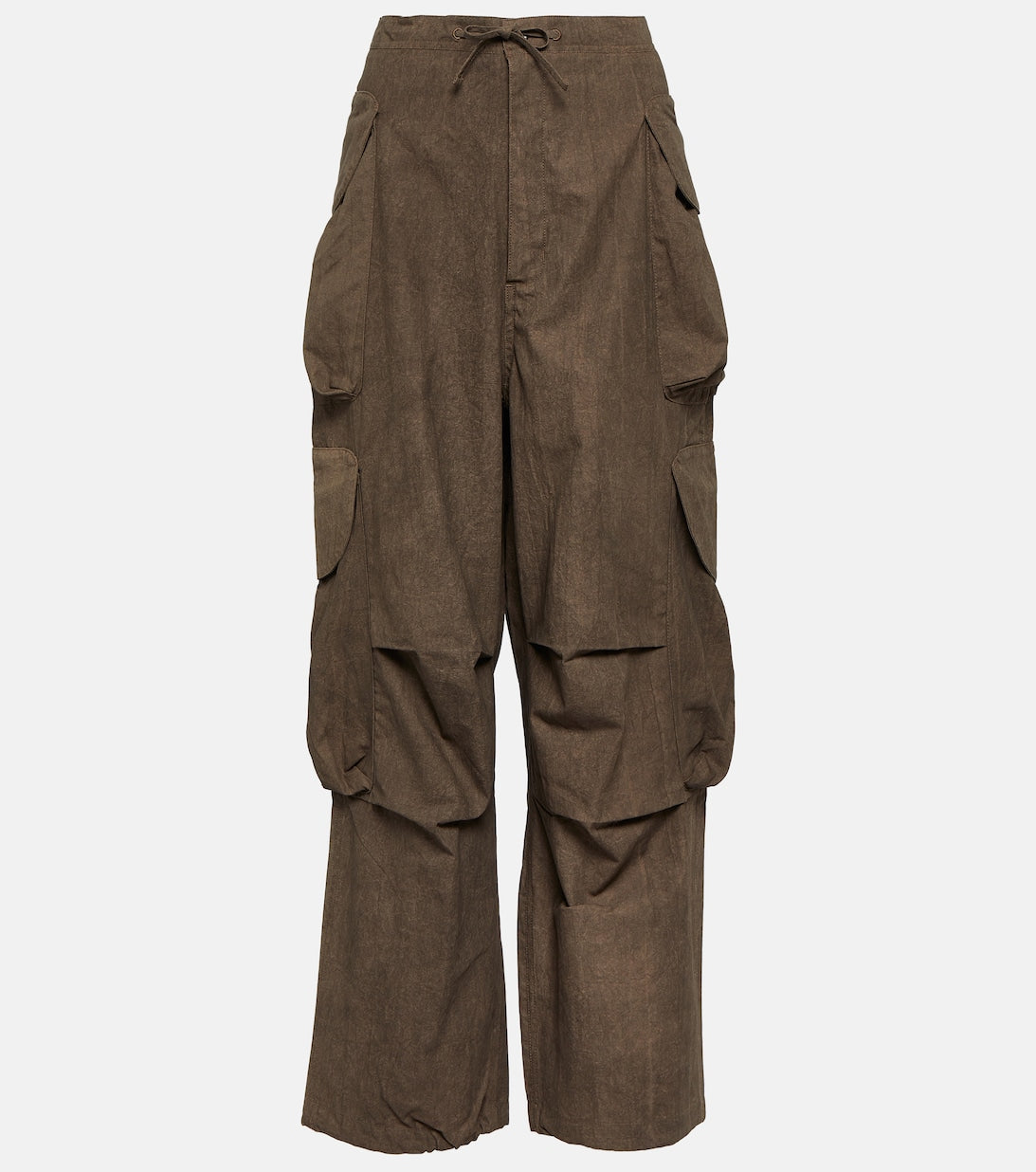 ENTIRE STUDIOS Low Rise Cotton Blend Cargo Pants, Brown