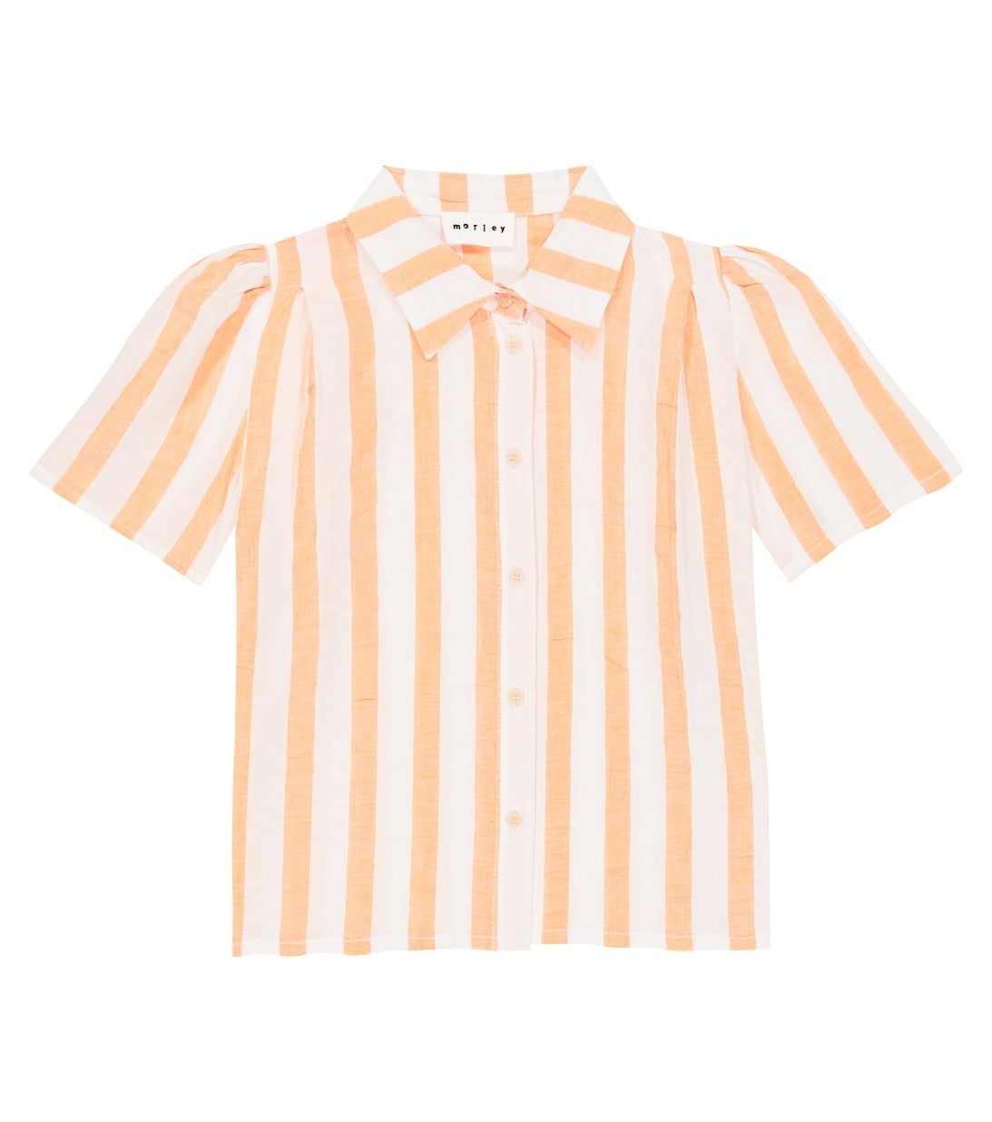 Morley Stars Striped Cotton Linen Shirt Orange