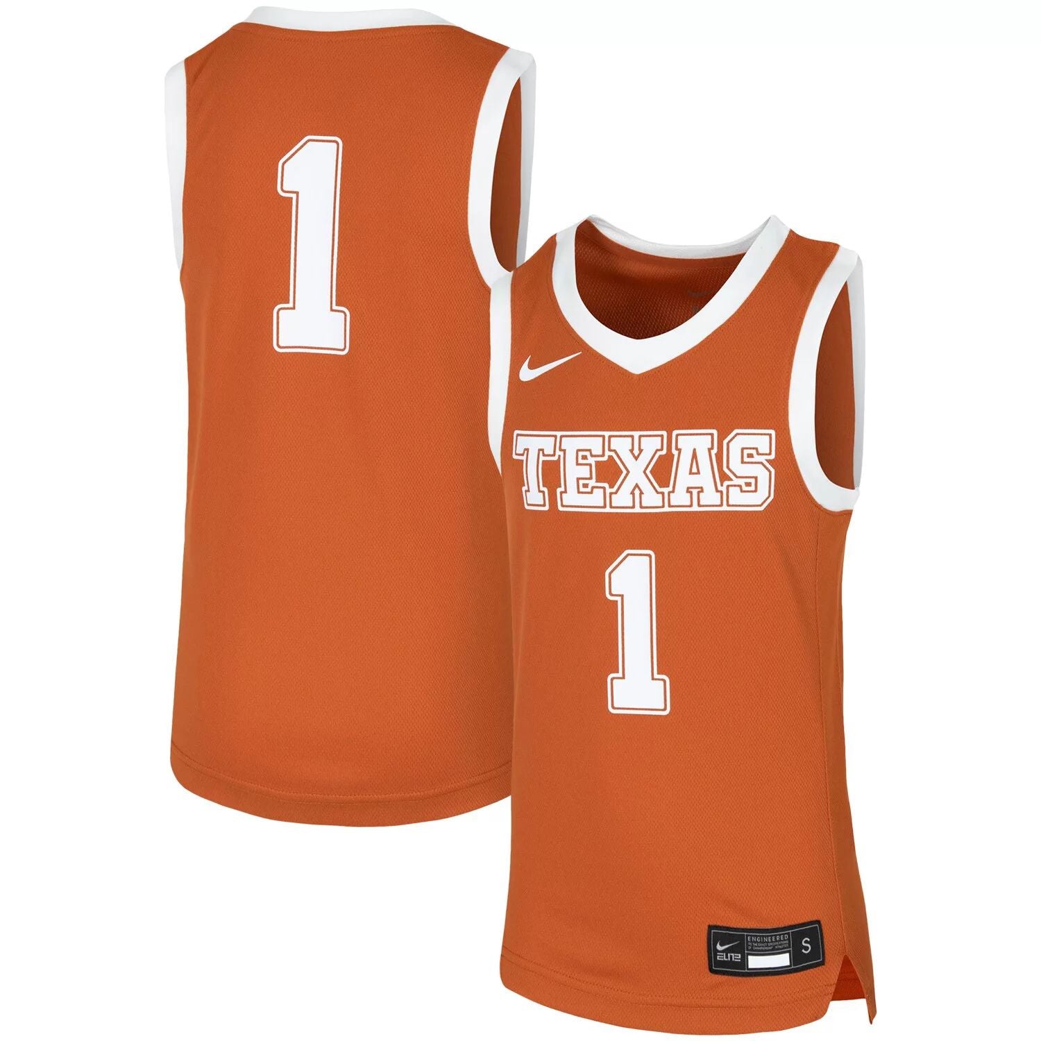 نسخة طبق الأصل من كرة السلة للشباب من Texas Longhorns Nike رقم 1 باللون البرتقالي من Texas Longhorns Nike