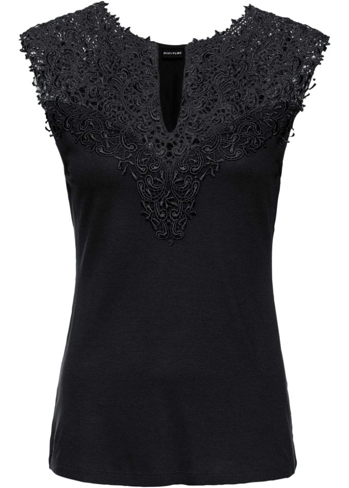 Bodyflirt lace shirt, black