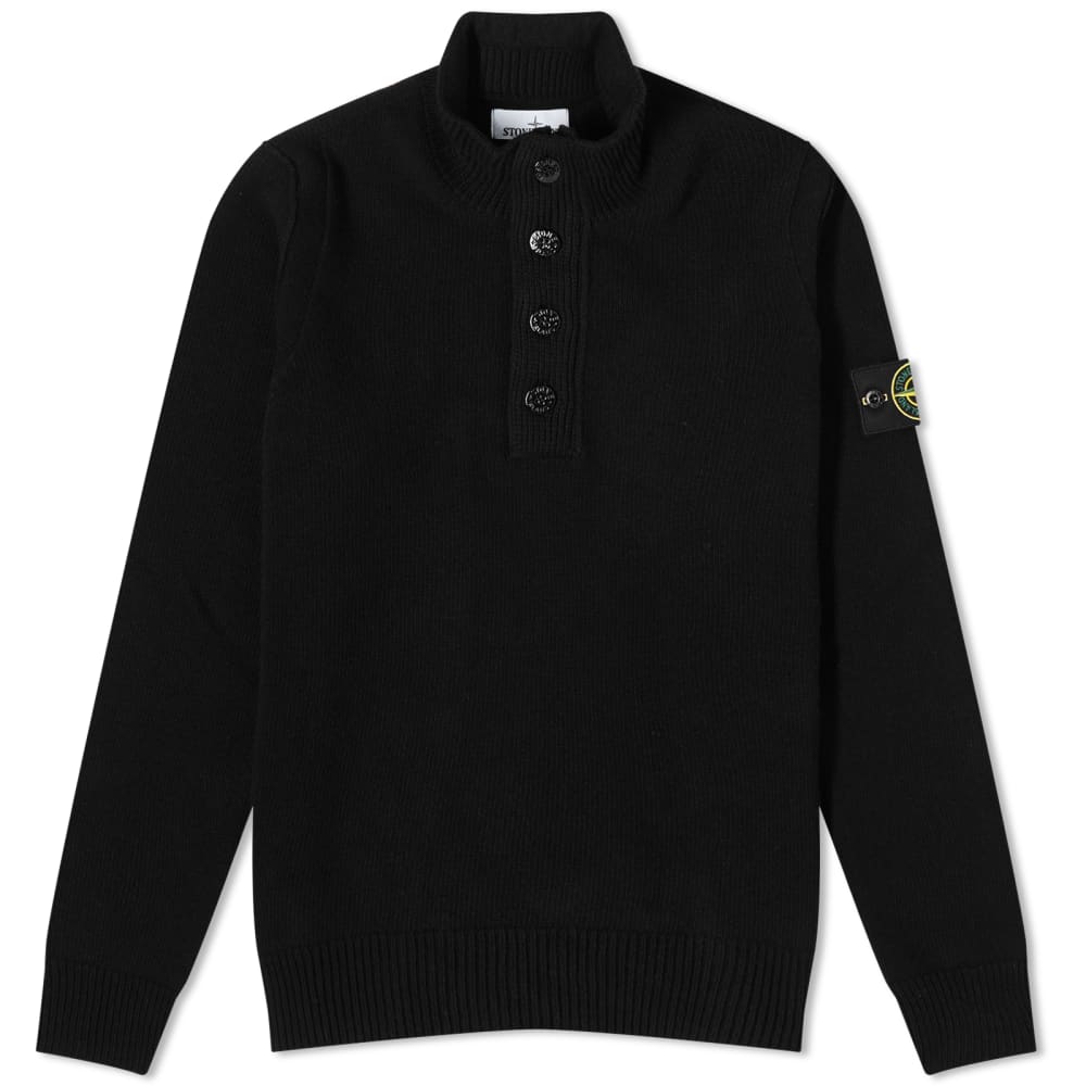 Stone Island Stand Collar Neck Knitted Black