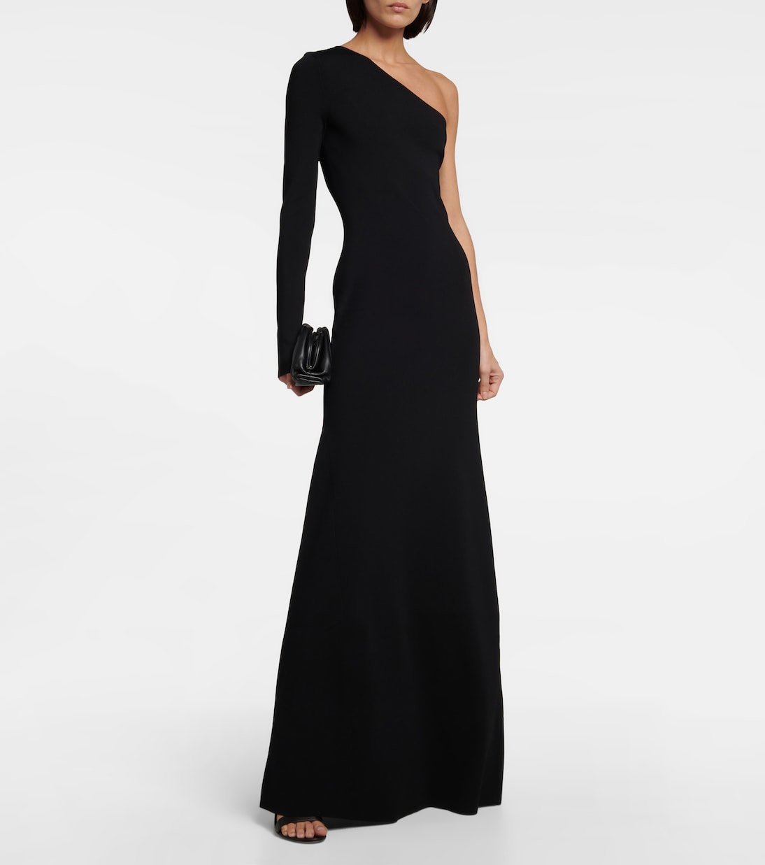 Victoria Beckham Knitted One Shoulder Maxi Dress, Black