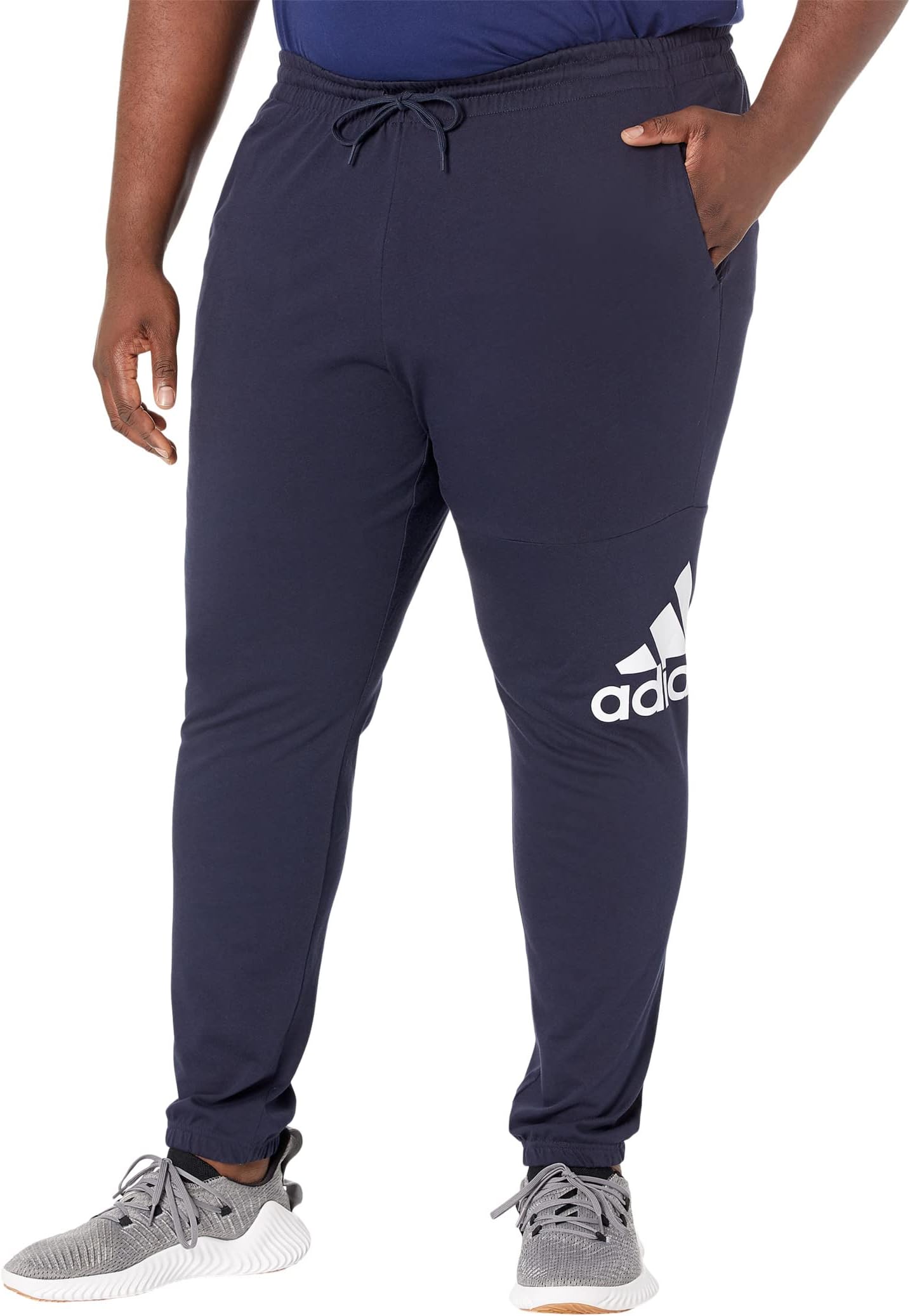 adidas Single Jersey Essentials Tapered Badge Track Pants In Ink