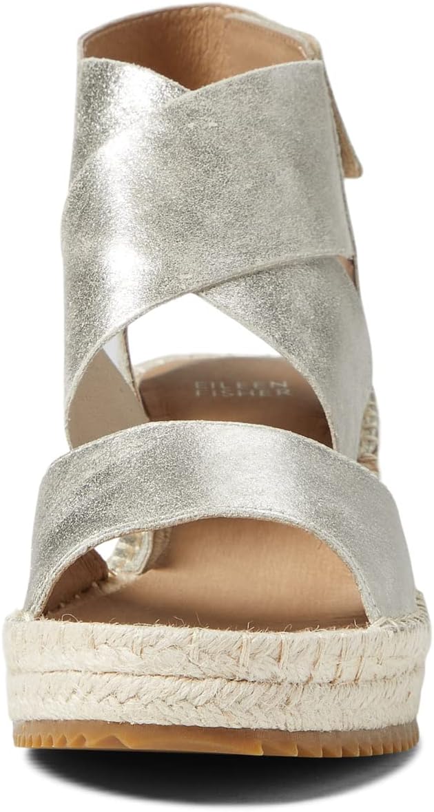 Willow Eileen Fisher Sandals in Platinum Glitter Suede