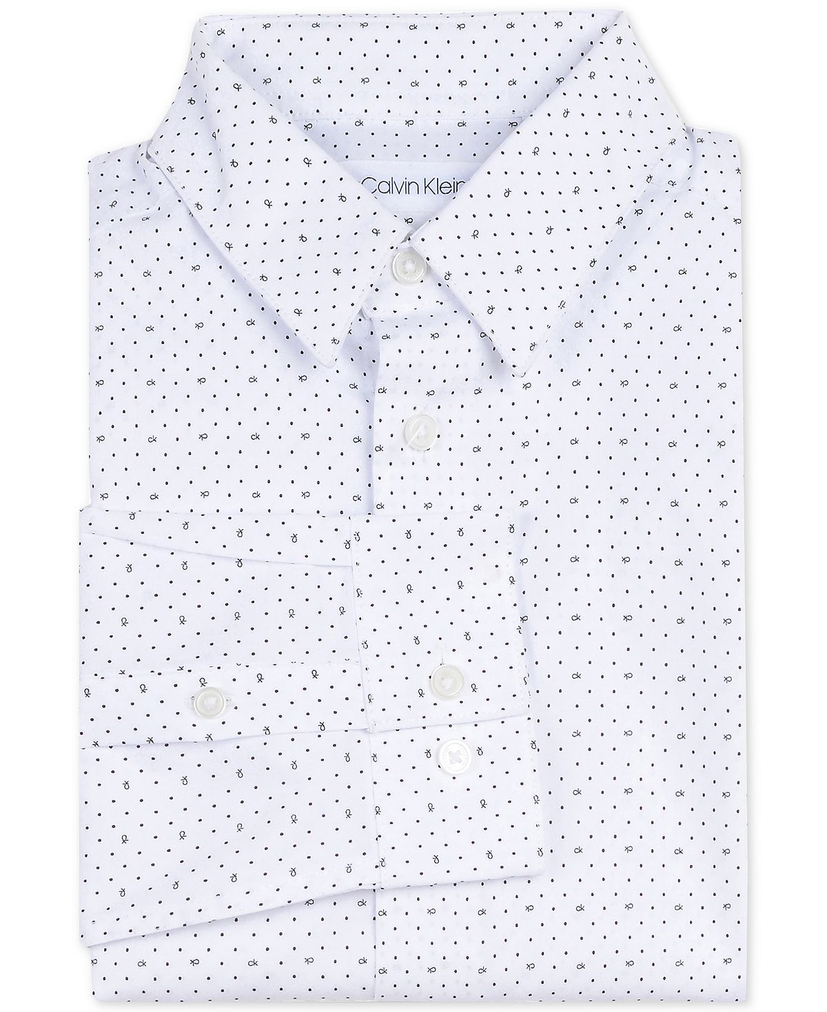 قميص Calvin Klein Classic Polka Dot Logo Slim Fit للأولاد الكبار