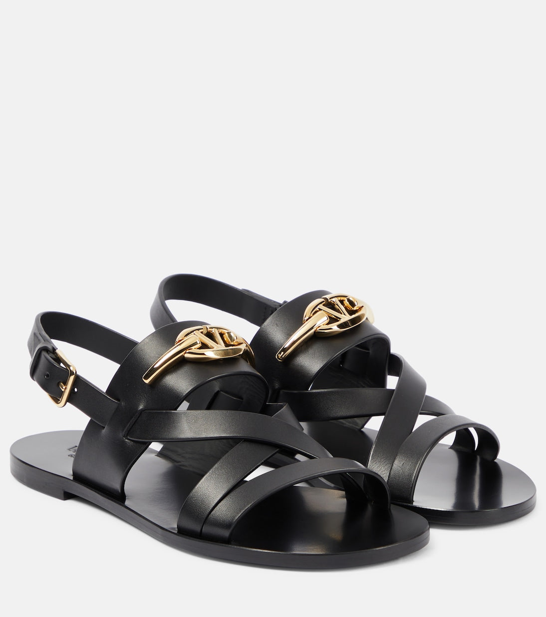 Valentino Garavani vlogo signature leather sandals, black