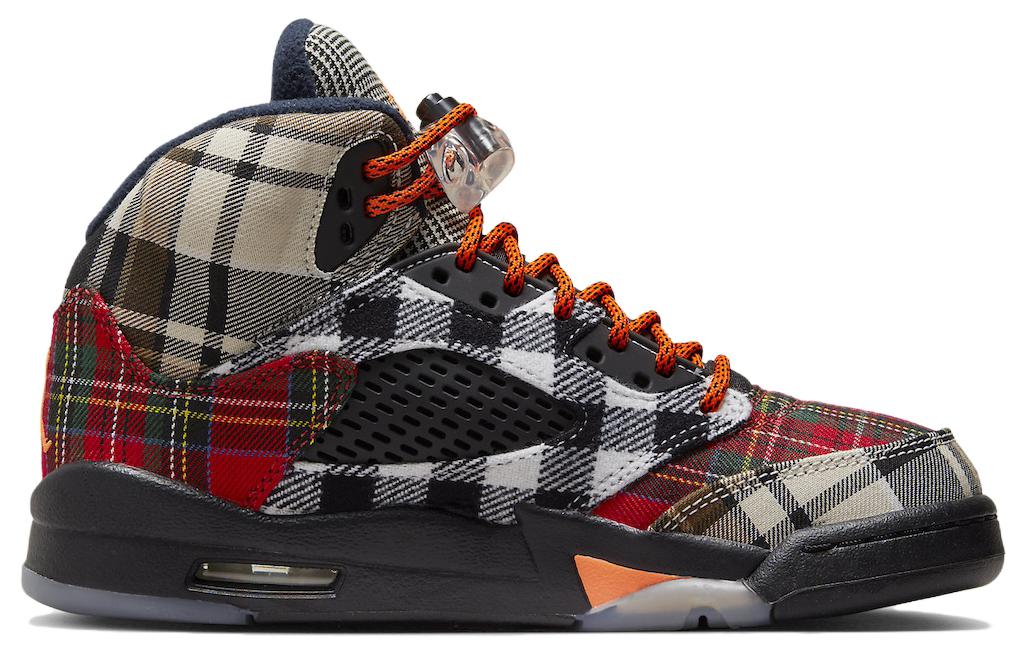 5 Retro Plaid GS Jordan Black/White/Red