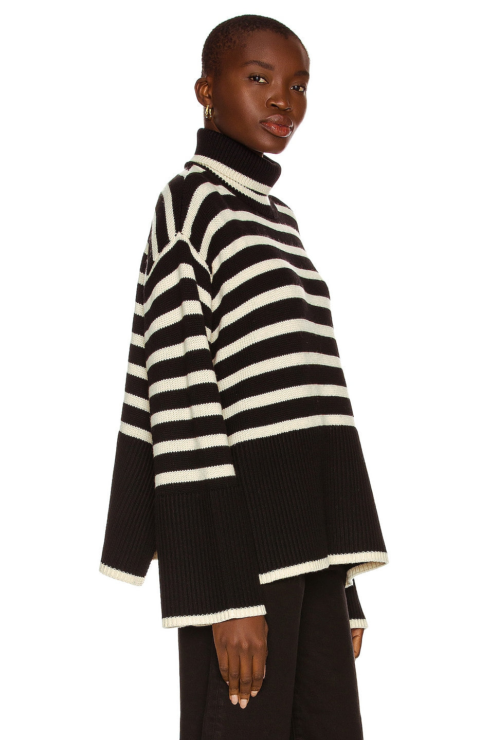 Toteme Signature Stripe Turtleneck Sweater, Black Stripe