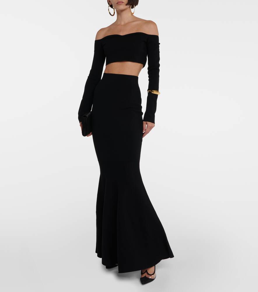 NINA RICCI Wool Blend High Waist Maxi Skirt, Black