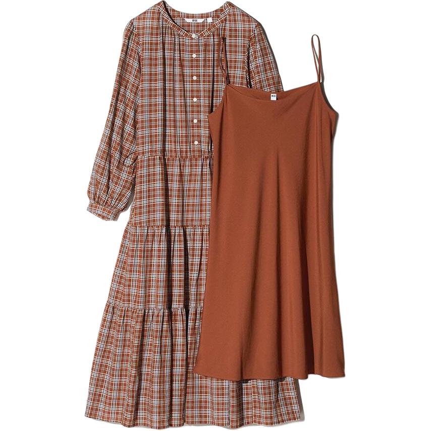 Women's Long Sleeve Dress Camel Uniqlo