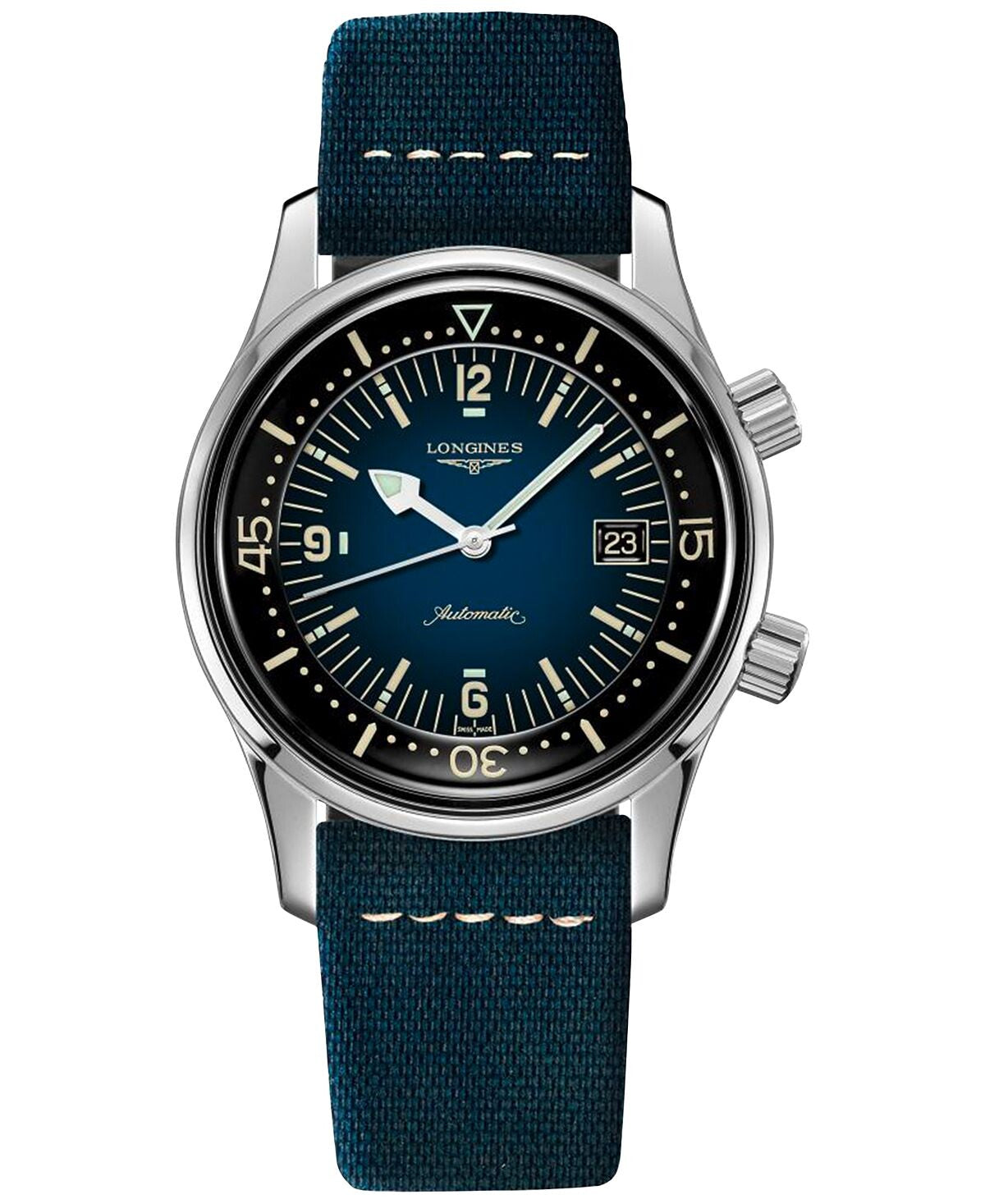 Men's Swiss Automatic Legend Diver Watch with Blue Leather Strap 42 mm Longines