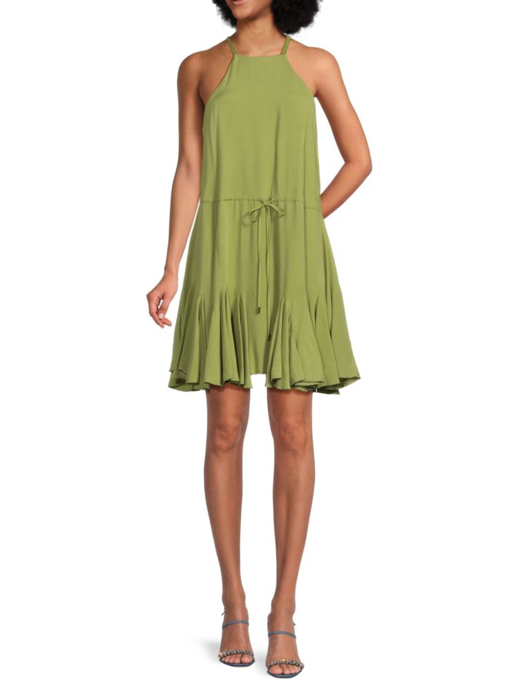 Bebe Annual Hem A-Line Mini Dress, Green