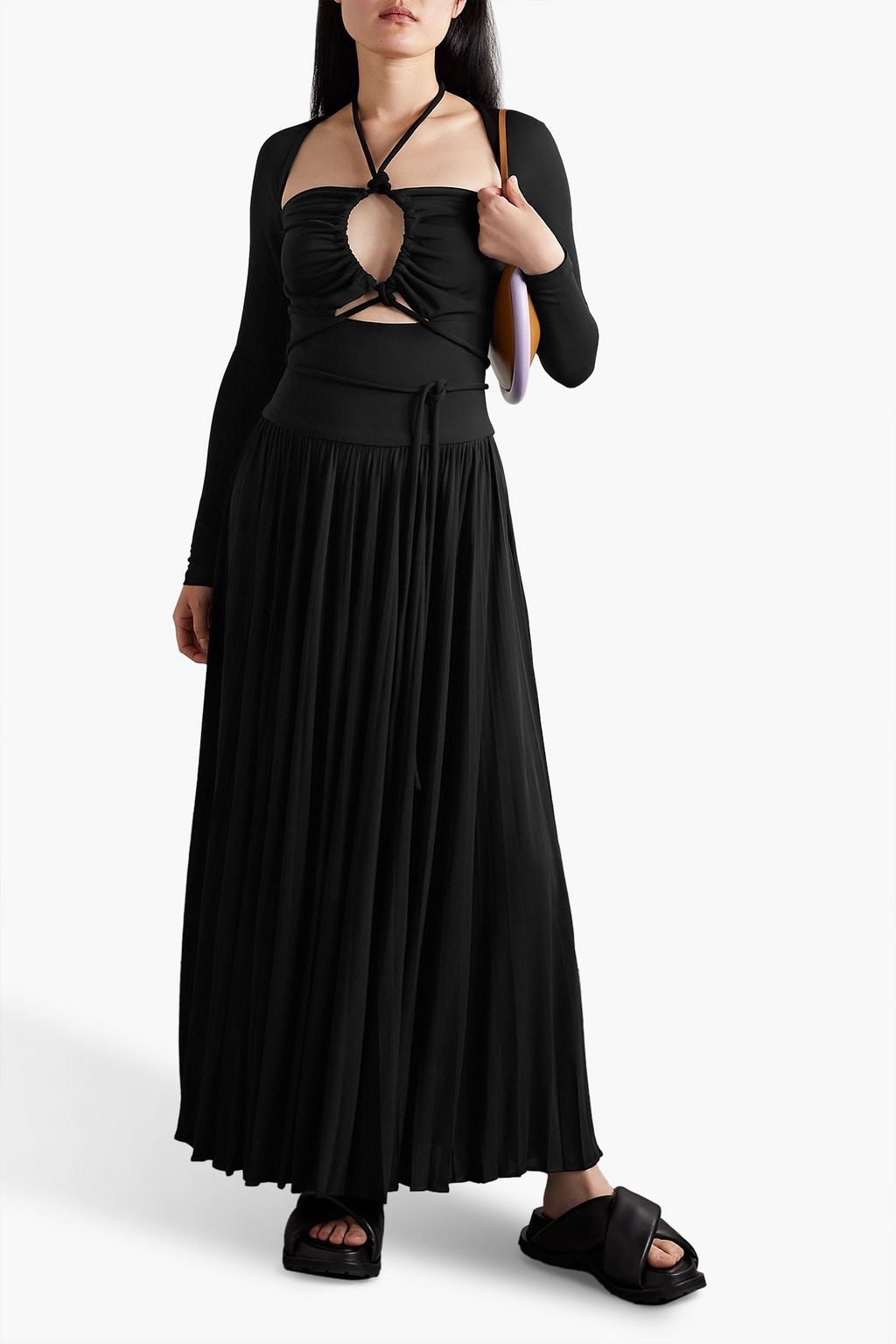 PROENZA SCHOULER Pleated Jersey Halter Neck Maxi Dress black