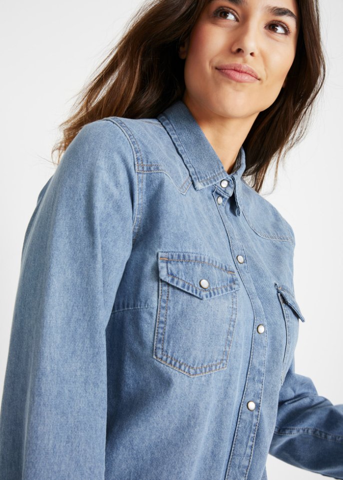 John Baner Jeanswear Long Sleeve Denim Shirt, Blue