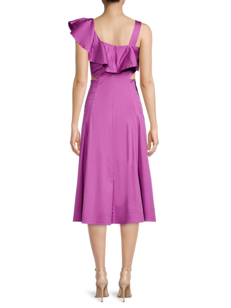 Veronica Beard Beilla A-Line Ruffle Dress in Vivid Orchid