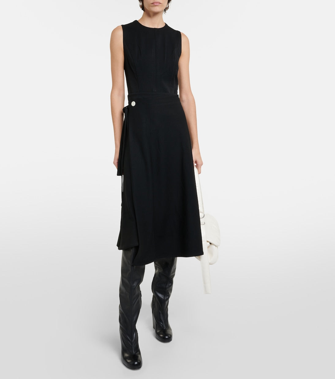 White label ivy Proenza Schouler midi wrap dress, black