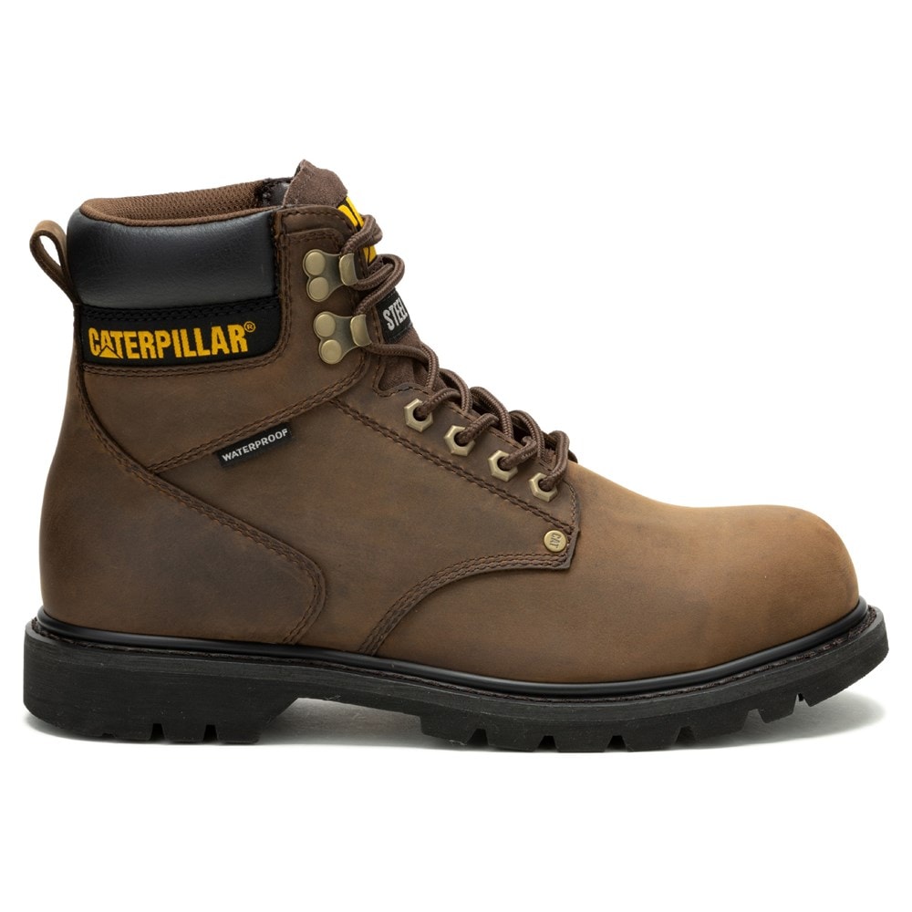 Caterpillar Men's Second Shift Work Boots Medium/Wide Steel Toe brown