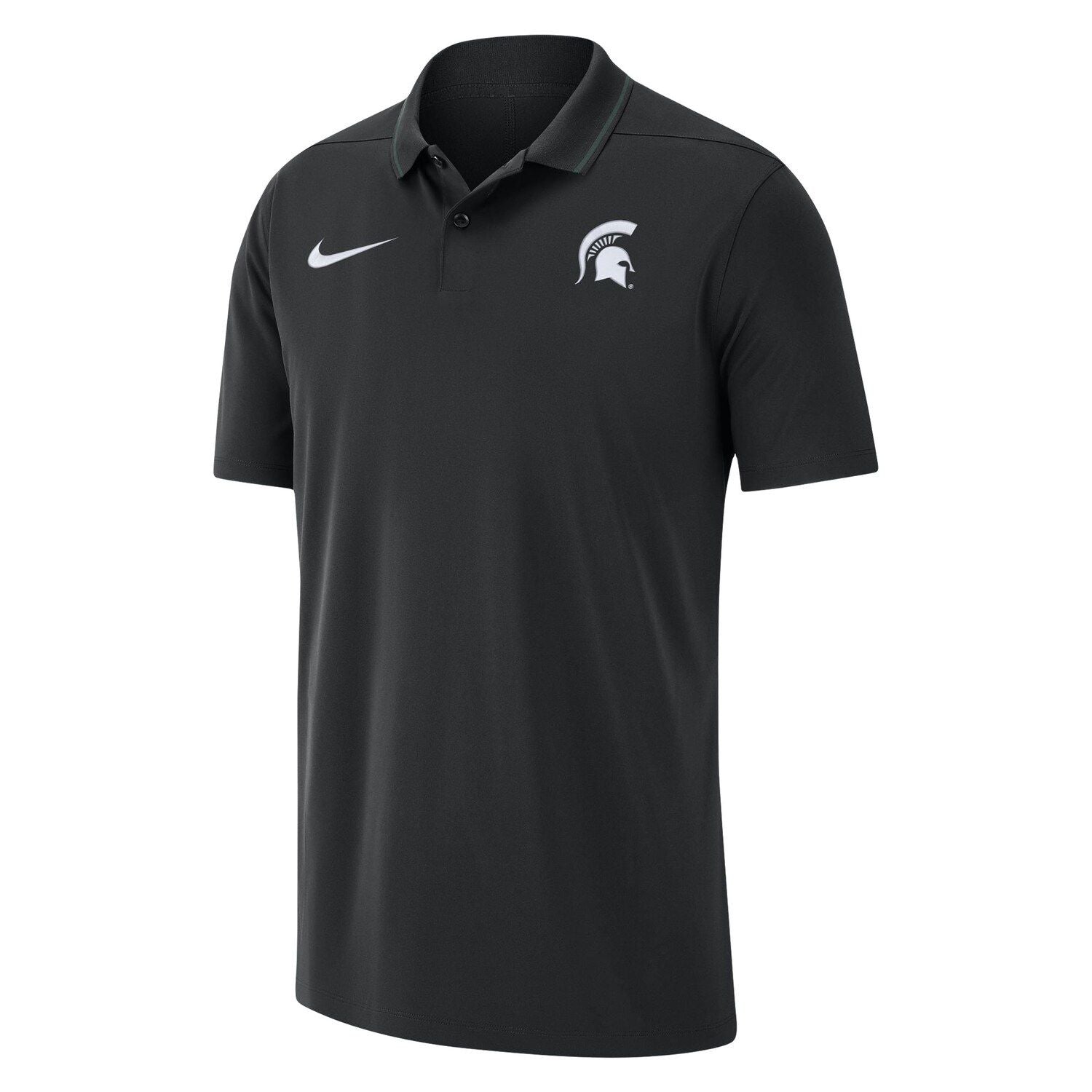 قميص بولو رجالي من فريق Michigan State Spartans باللون الأسود لعام 2023 من Coach Performance Polo من Nike