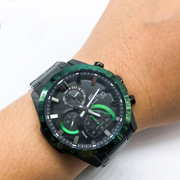 Watch CASIO Waterproof EDIFICE Mens BlackGreen Analog, green