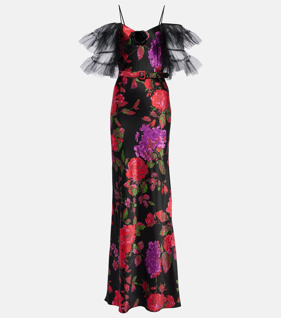 Rodarte silk tulle tiered dress, black