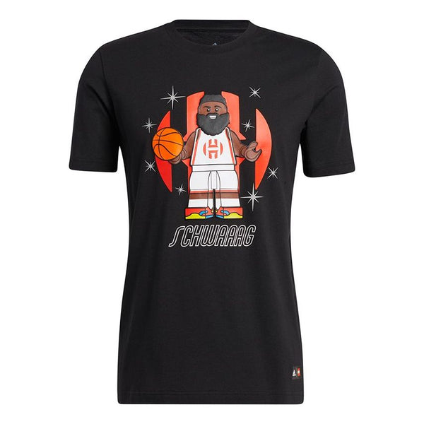 تي شيرت Adidas x LEGO Harden باللون الأسود والأبيض والبرتقالي، باللون الأسود