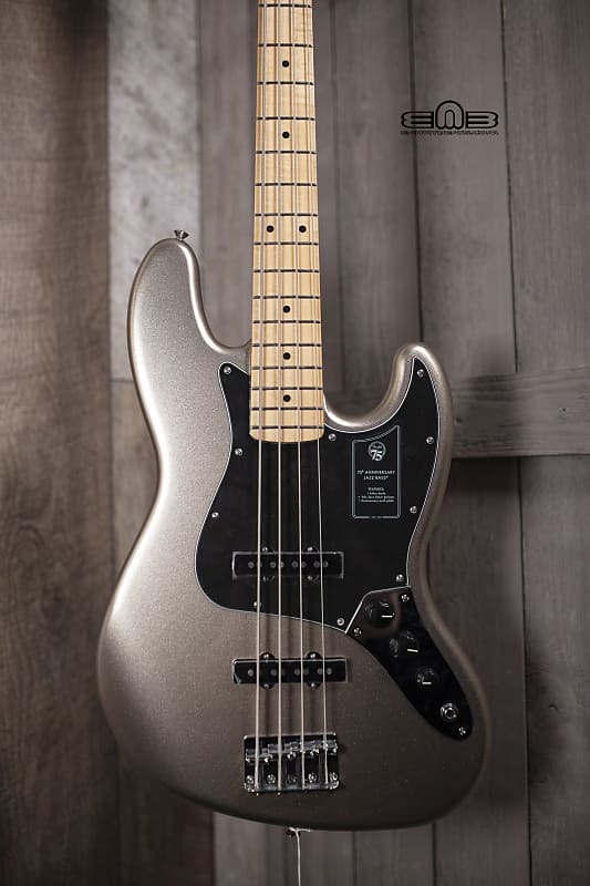 جيتار باس Fender 75th Anniversary Jazz Bass، لوحة أصابع من خشب القيقب، ذكرى ماسية 0147562360