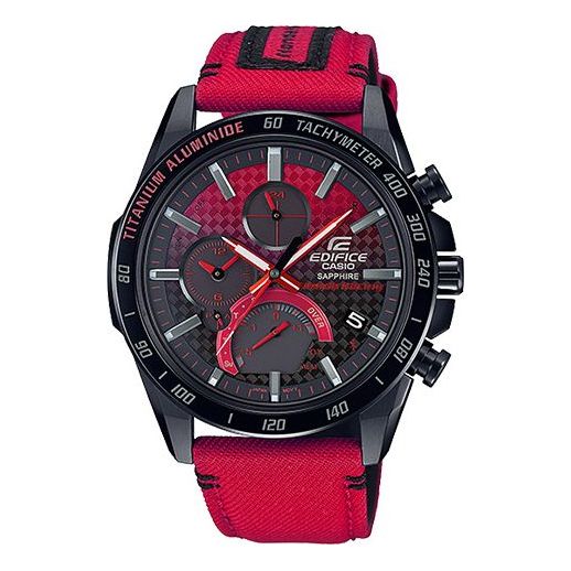 CASIO EDIFICE Solar Powered Mens Red Analog Watch, red