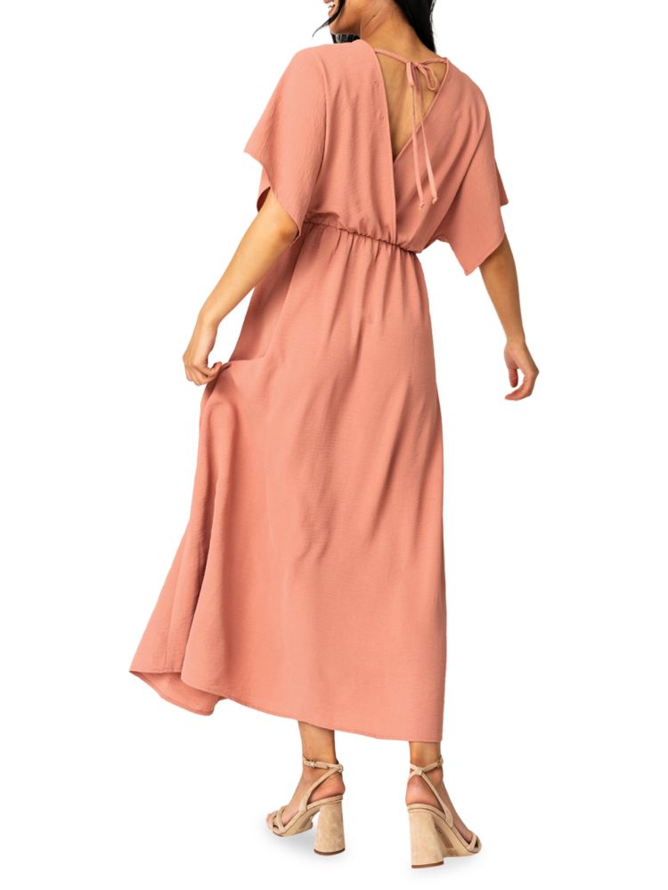 Surplice Gibsonlook Cutout Maxi Dress, Pink