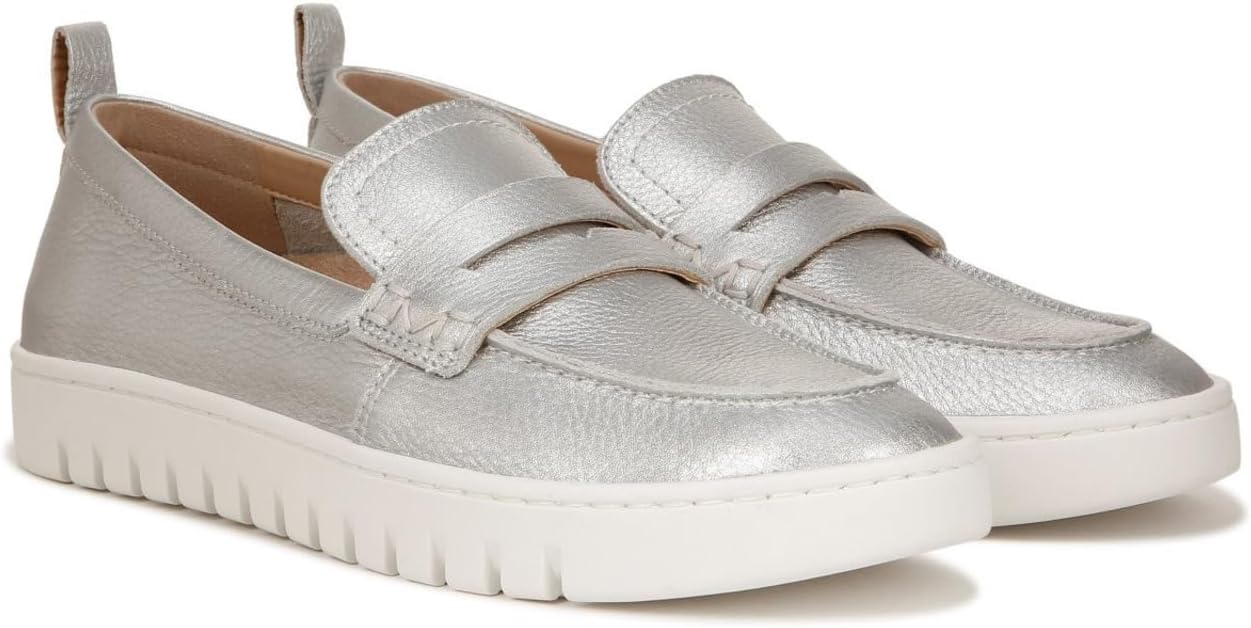 Uptown VIONIC Loafers in Silver Metal Leather