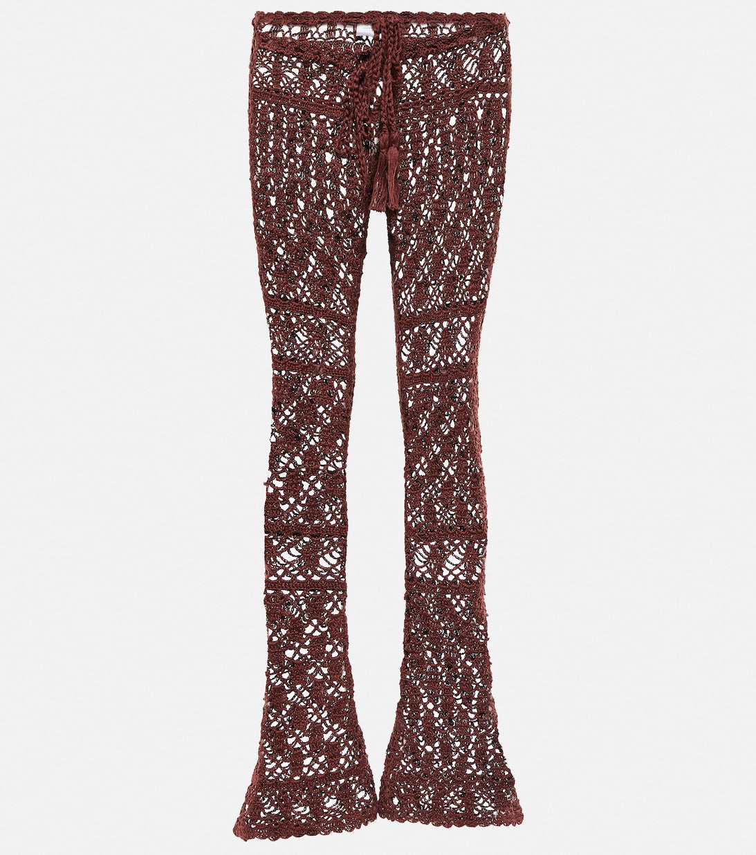 ANNA KOSTUROVA mid-rise cotton crochet trousers, brown