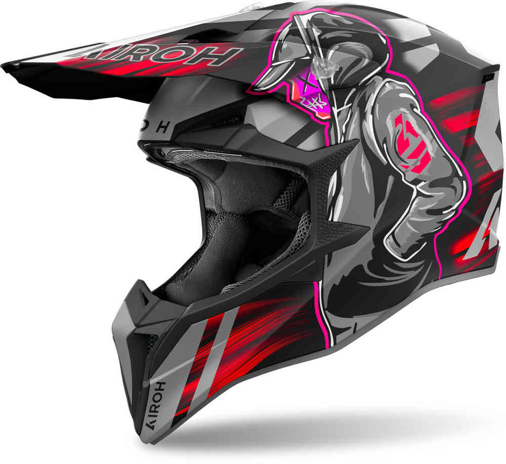 Wraaap Airoh Cyber Motocross Helmet, Black/Grey/Red