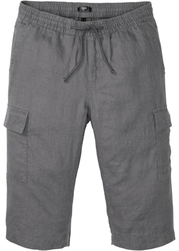 Bpc Bonprix Collection Slip-On Linen Cargo Shorts, Regular Fit, Gray