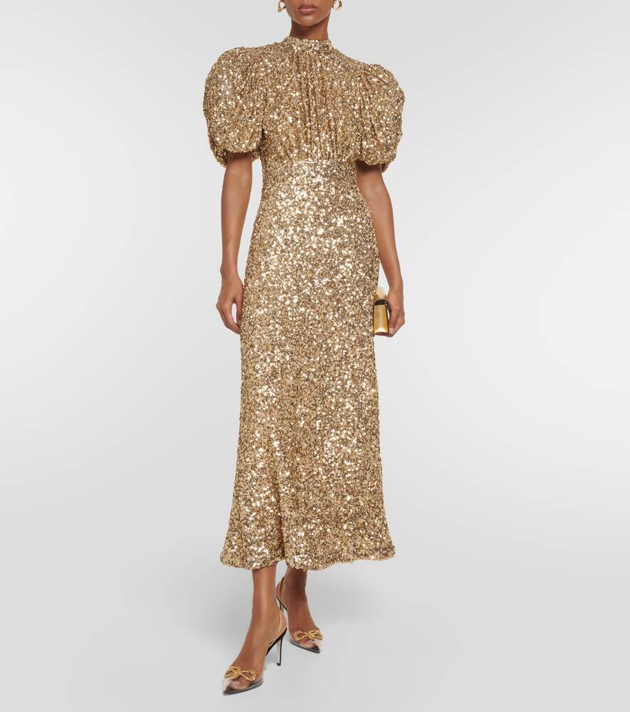 ROTATE BIRGER CHRISTENSEN sequin midi dress, gold