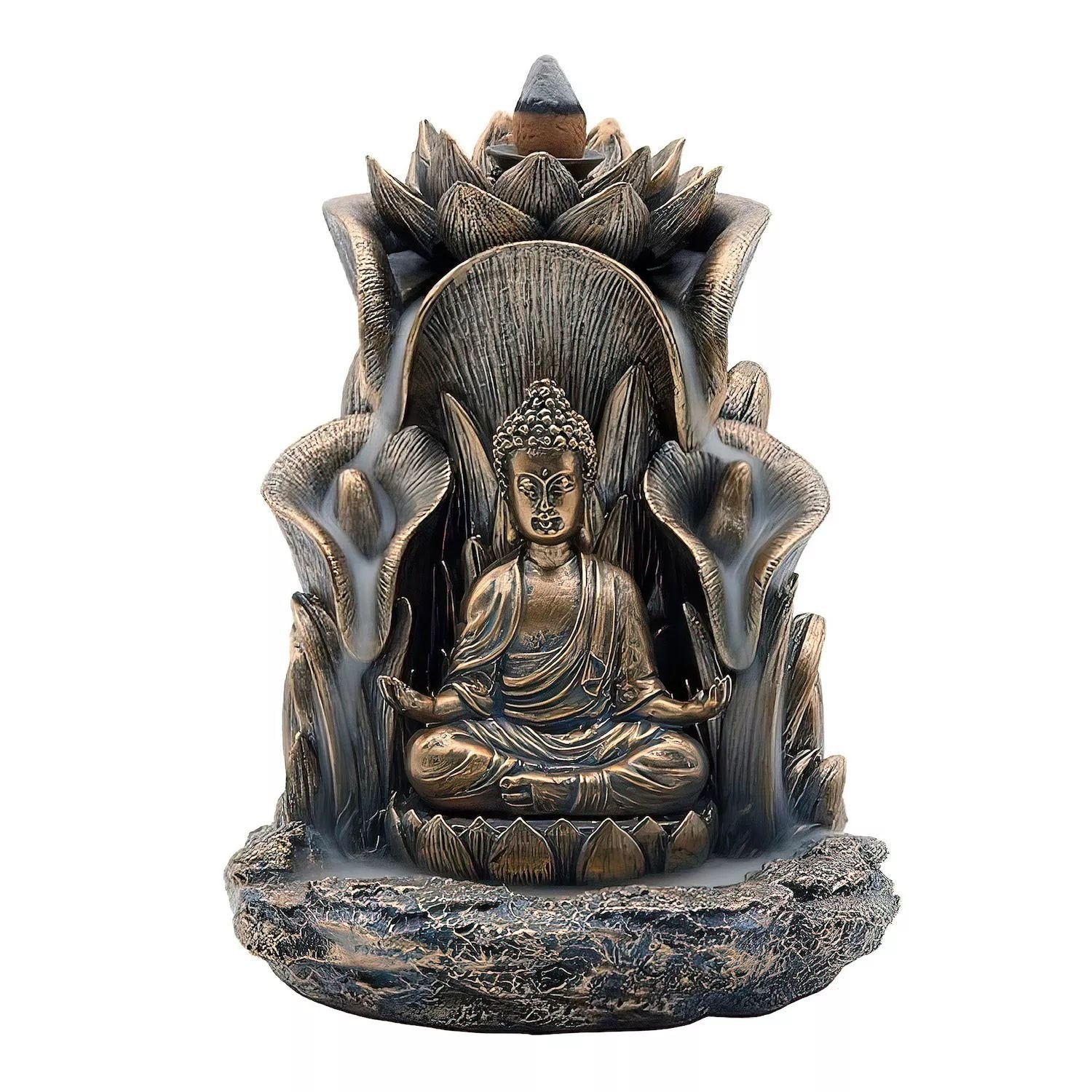 FC Design 5.5"H Bronze Backflow Buddha Incense Burner Statue incense holder, decorative figurine