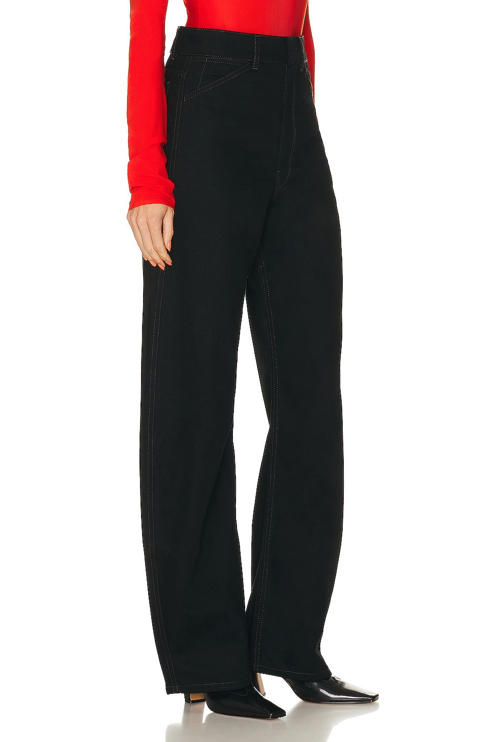 Lemaire High Waisted Curved Pants, black