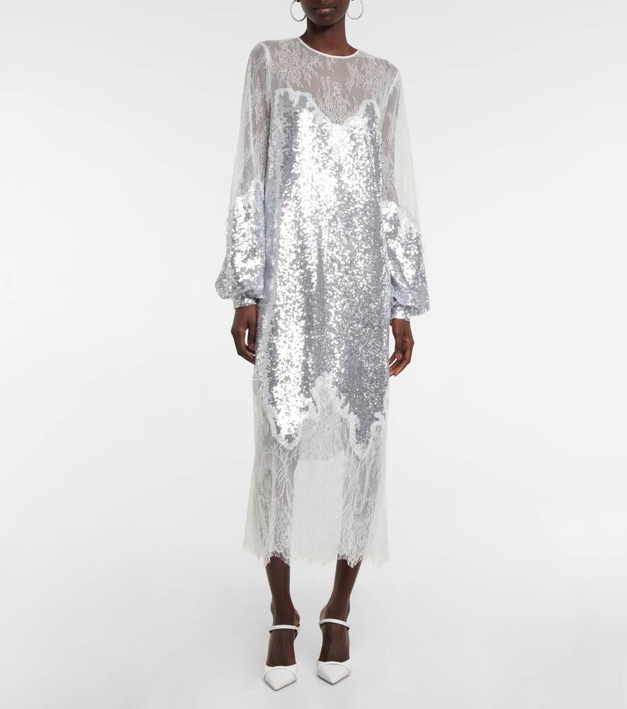 Zahara dress with sequins and lace COSTARELLOS, metallic